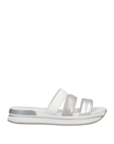 Hogan Woman Sandals Silver Size 9.5 Soft Leather