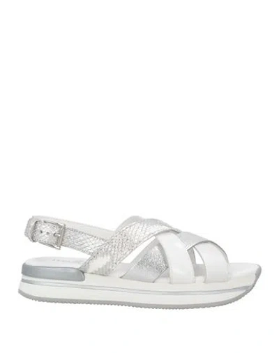 Hogan Woman Sandals Silver Size 8 Leather