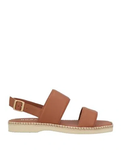 Hogan Woman Sandals Tan Size 7 Leather In Brown