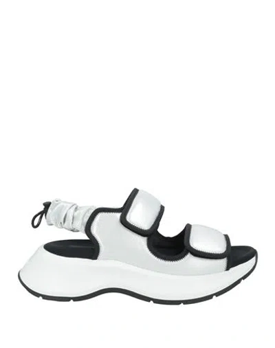 HOGAN HOGAN WOMAN SANDALS WHITE SIZE 8 TEXTILE FIBERS