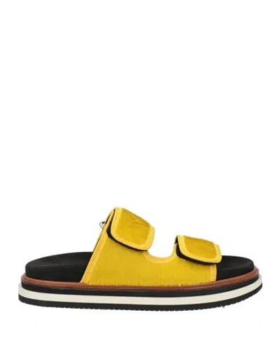 Hogan Woman Sandals Yellow Size 8 Calfskin