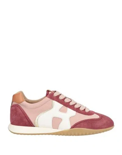 Hogan Woman Sneakers Antique Rose Size 7 Leather, Textile Fibers In Pink