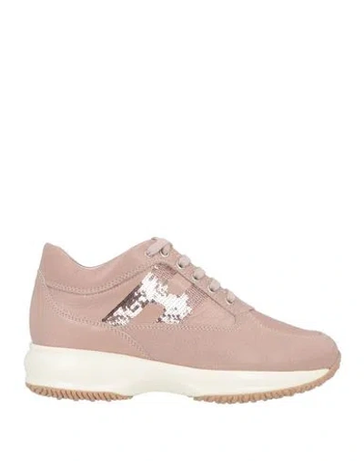 Hogan Woman Sneakers Antique Rose Size 7 Leather In Pink