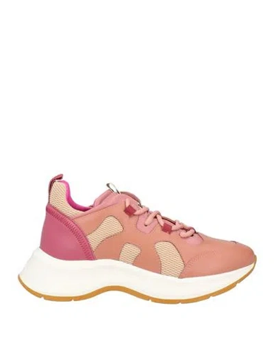 Hogan Woman Sneakers Antique Rose Size 7.5 Leather, Textile Fibers In Pink