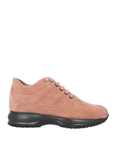 Hogan Woman Sneakers Antique Rose Size 8 Soft Leather In Pink