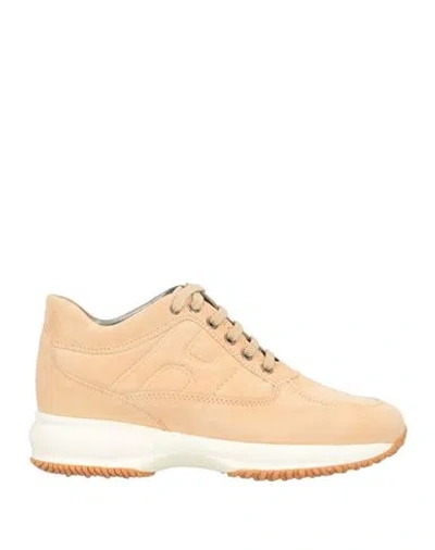 Hogan Woman Sneakers Apricot Size 8 Leather In Pink