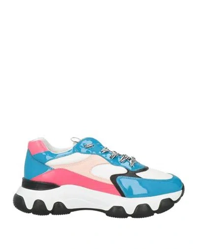 Hogan Woman Sneakers Azure Size 7.5 Leather, Textile Fibers In Multi