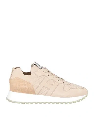 Hogan Woman Sneakers Beige Size 5 Calfskin, Goat Skin