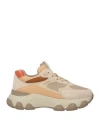 Hogan Woman Sneakers Beige Size 6 Leather, Textile Fibers
