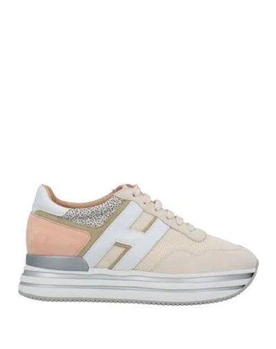Hogan Woman Sneakers Beige Size 6 Leather, Textile Fibers In Nude