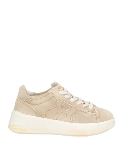 Hogan Woman Sneakers Beige Size 6 Textile Fibers In Nude