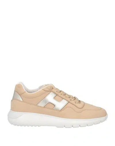 Hogan Woman Sneakers Beige Size 9.5 Soft Leather