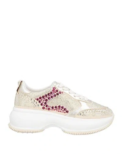 Hogan Woman Sneakers Beige Size 8 Leather