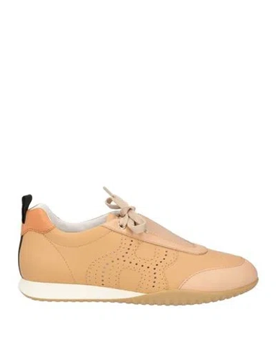 Hogan Woman Sneakers Beige Size 8 Leather