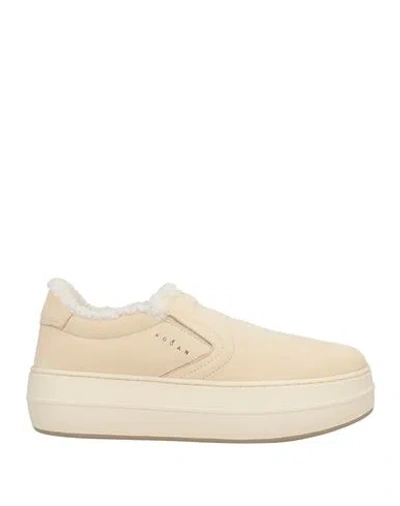 Hogan Woman Sneakers Beige Size 8 Leather In Neutral
