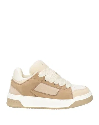 Hogan Woman Sneakers Beige Size 8 Leather In Sand
