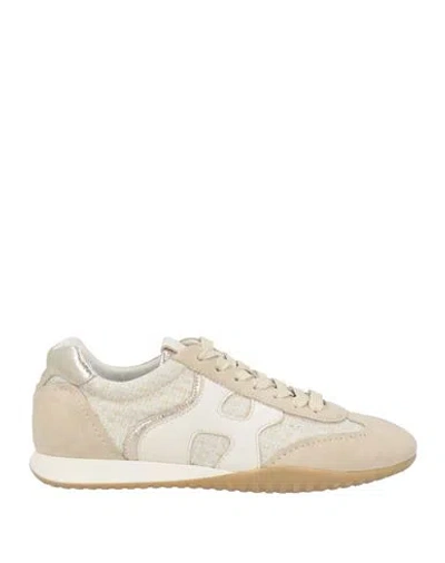 Hogan Woman Sneakers Beige Size 6.5 Leather, Textile Fibers