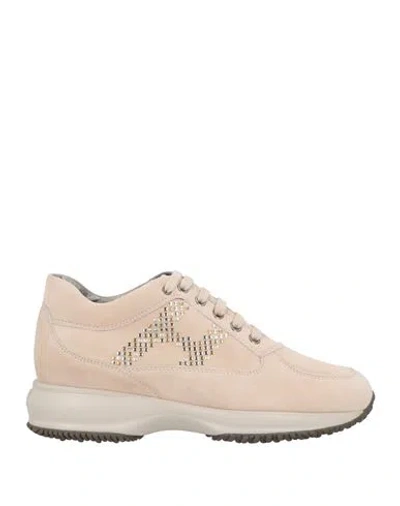 Hogan Woman Sneakers Beige Size 8 Soft Leather