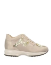 Shop Hogan Woman Sneakers Beige Size 7.5 Textile Fibers
