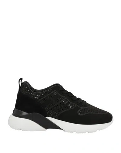 Hogan Woman Sneakers Black Size 6 Soft Leather, Textile Fibers