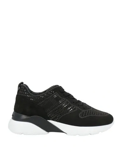 Hogan Woman Sneakers Black Size 6.5 Leather, Textile Fibers