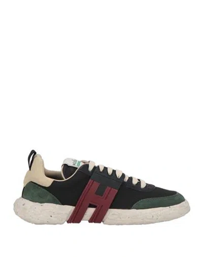Hogan 3r Woman Sneakers Black Size 7.5 Leather, Textile Fibers