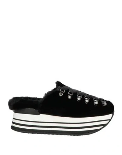 Hogan Woman Sneakers Black Size 7.5 Textile Fibers