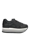 Hogan Woman Sneakers Black Size 7.5 Textile Fibers In Black