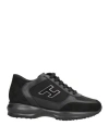 Hogan Woman Sneakers Black Size 8 Leather, Textile Fibers In Black