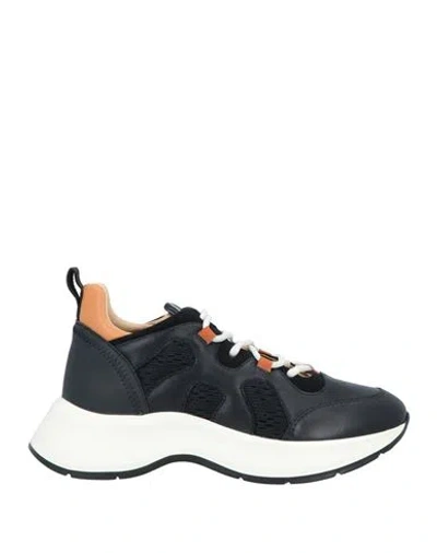 Hogan Woman Sneakers Black Size 8 Leather, Textile Fibers