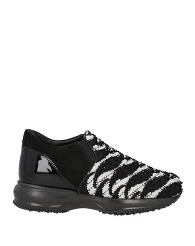 Hogan Woman Sneakers Black Size 8 Leather, Textile Fibers