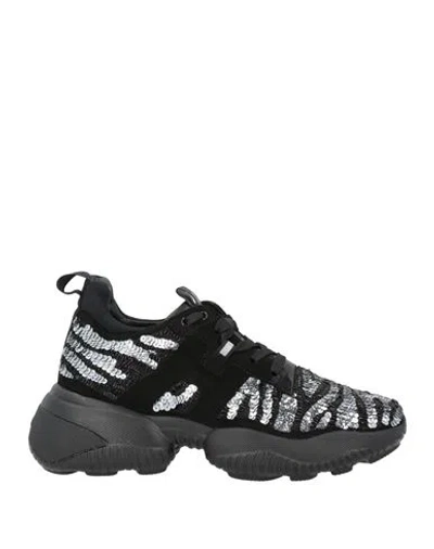 Hogan Woman Sneakers Black Size 8 Leather, Textile Fibers