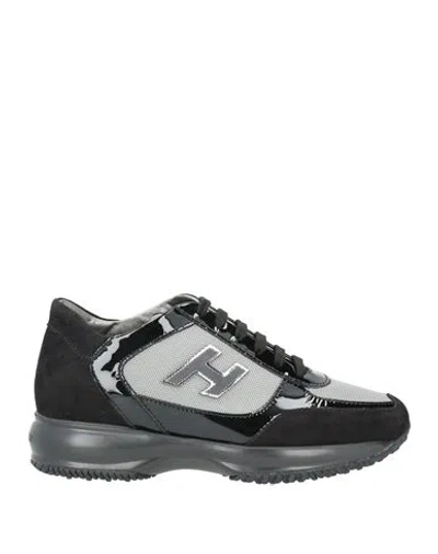 Hogan Woman Sneakers Black Size 7.5 Leather, Textile Fibers