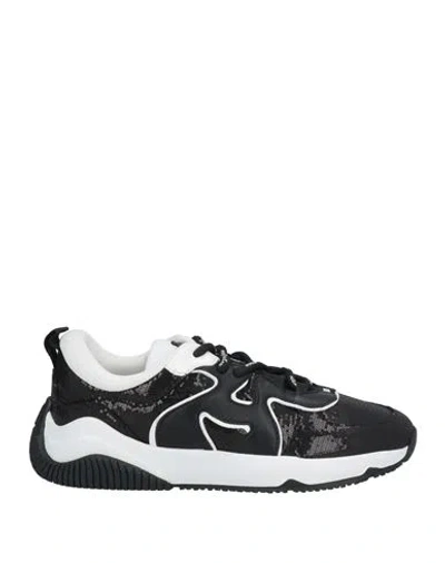 Hogan Woman Sneakers Black Size 8 Leather, Textile Fibers