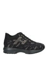 Hogan Woman Sneakers Black Size 8 Textile Fibers In Black