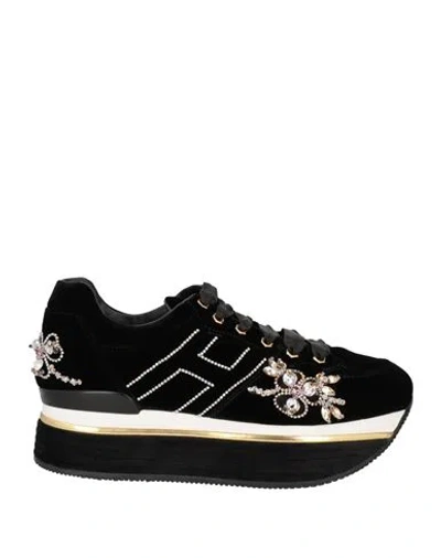 Hogan Woman Sneakers Black Size 8 Textile Fibers