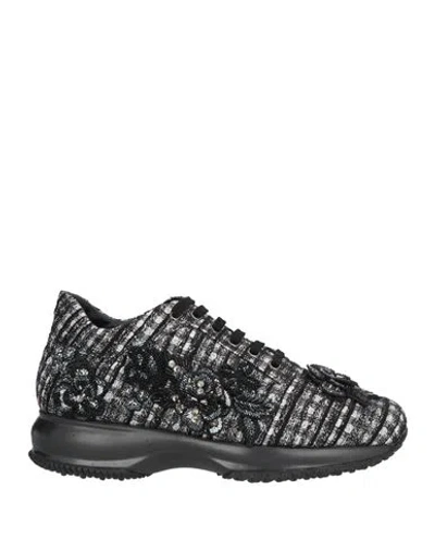 Hogan Woman Sneakers Black Size 8 Textile Fibers