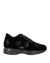 Hogan Black Suede And Patent Leather Interactive Sneakers In Black
