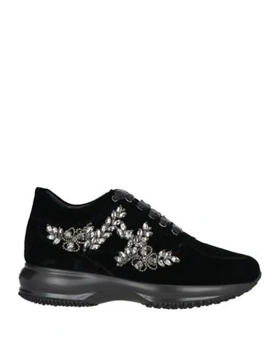 Hogan Woman Sneakers Black Size 8 Textile Fibers