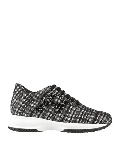 Hogan Woman Sneakers Black Size 8 Textile Fibers