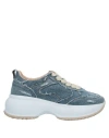 Hogan Woman Sneakers Blue Size 5 Textile Fibers, Soft Leather In Blue