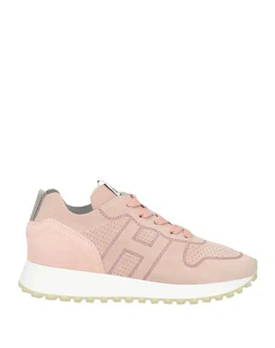 Hogan Woman Sneakers Blush Size 6 Calfskin, Goat Skin In Pink