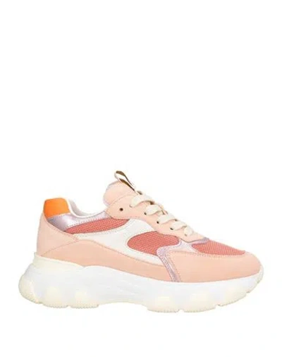 Hogan Woman Sneakers Blush Size 6 Leather, Textile Fibers In Multi
