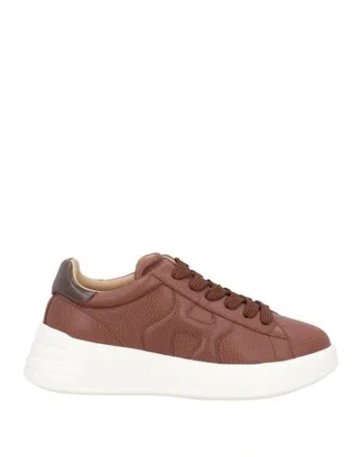 Hogan Woman Sneakers Brown Size 7 Goat Skin