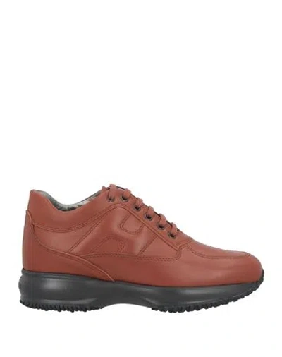 Hogan Woman Sneakers Brown Size 8 Leather