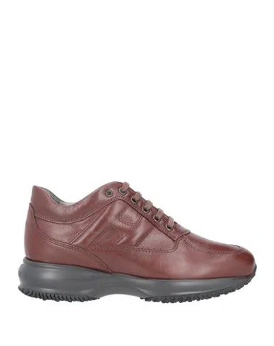 Hogan Woman Sneakers Dark Brown Size 10 Soft Leather