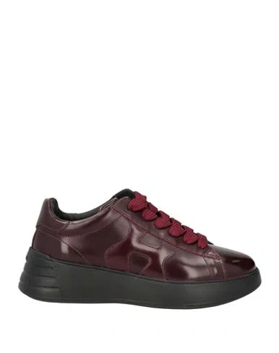 Hogan Woman Sneakers Burgundy Size 9.5 Leather In Red