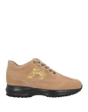 Hogan Woman Sneakers Camel Size 8 Soft Leather In Beige