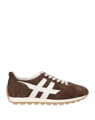 Hogan Low Top Sneakers Contrasting Stripes In Brown