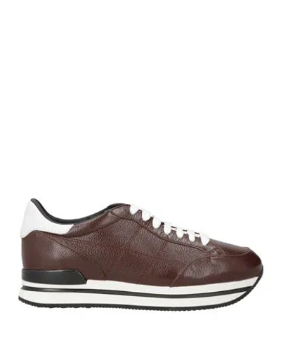 Hogan Woman Sneakers Chocolate Brown Size 8 Leather